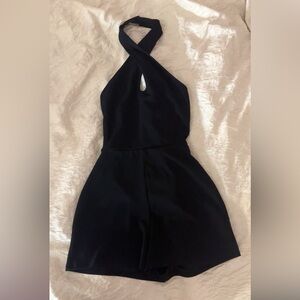 Elegant Black Halter Romper